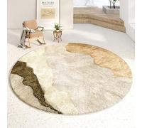 RBQIZVW Beige Marrone Tappeto Rotondo Salotto 180 cm, Moderno Morbido Tappeto Rotondo Camera da Letto Pelo Corto, Antiscivolo Tappeti Rotondi Salotto Lavabile in Lavatrice Tappeti Soggiorno per Sala
