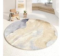 RBQIZVW Tappeto Rotondo Viola Giallo Tappeti 180 cm Salotto Moderno Lavabile in Lavatrice Antiscivolo Astratto Naturale Tappeto Rotondo Cameretta Scendiletto Camera da Letto Ufficio Pelo Corto