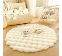 RBQIZVW Tappeto Superficie Rotonda Tappeto Morbido Camera da Letto Tappeto Shaggy Comodino Tappeto Casa Tappeto Morbido Moderno Peluche Adatto per Arredamento Casa,Bianca,110cm