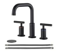 RBYRLDSTY Rubinetto for Bagno a Doppia Maniglia con Scarico a Scomparsa, beccuccio ad Arco Alto, Finitura Nero Opaco