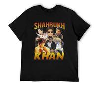 RBYSV Vintage-Shahrukh-Khan-T-Shirt-Retro-Design-for-Bollywood-Fans Black