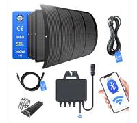 RC 800W - Set centrale elettrica da balcone con supporto, 200W, pannelli solari flessibili - 800W con inverter WiFi, sistema fotovoltaico completo con presa