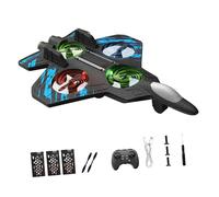 RC Aeroplano Telecomandato Aereo in Schiuma Resistente con Telecomando Jet da Combattimento con Flip 360° E Illuminazione Elicottero Drone Adatto a Pr, Blu