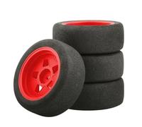 RC Aggiornamento Parte per Tamiya per TT01 TT01E per TT02 per TT02B XV01 TA06 PTG-2 1/10 RC Auto 4 Pezzi Gomma della Rotella del Pneumatico Aggiornamenti Parti Accessori(Red)