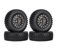 RC Auto Pneumatici Compatibile con Axial per Yeti Jr per D90 4PCS 76Mm 1.55 Cerchioni in Metallo Beadlock Set di Pneumatici per 1/10 RC Crawler Car(Black)