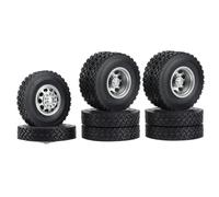 RC Auto pneumatici Compatibile Con Tamiya 1/14 RC Rimorchio Trattore Camion Auto 6 Pezzi Metallo Mozzo Ruota Anteriore E Posteriore Gomma Gomma Ruota Set Completo
