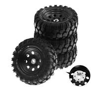 RC Auto pneumatici Compatibile Con Traxxas 1/10 RC Crawler Car 4 Pezzi 93mm Metallo 1.9 Pollici Beadlock Wheel Rim Set Di Pneumatici In Gomma 8 Fori 12mm Adattatore Di Ricambio(Black)