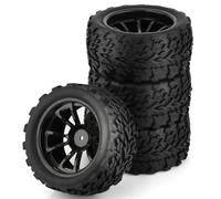 RC Auto pneumatici Compatibile Con Traxxas Per Arrma Per Redcat Per HSP 1/10 RC Per Monster Truck Per Buggy 118MM Pneumatico Ruota Inserti In Schiuma 12mm Esagonale(Black)