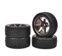 RC Auto Pneumatici Ruota per Redcat per HPI per HSP per Tamiya TT01 TT02 su Strada per Pneumatici da per Corsa Aggiornamento 1/10 per Auto Drift Ruote Alluminio Mozzi(Brown)