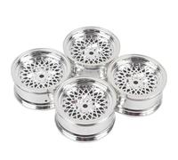 RC Auto Pneumatici Ruota per Tamiya per TT01 TT02 1/10 RC On Road Drift Touring Car Pneumatico Parti di Aggiornamento 4 Pezzi Ruote Hub Cerchi Ricambio(Silver)