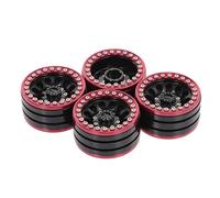 RC Auto Pneumatici Ruota per Traxxas per HSP per Redcat per Tamiya per Axial D90 RC Rock Crawler Parti 4 Pezzi 1.9 Pollici Auto Mozzo Ruota Cerchione Metallo(Black Red)