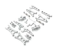 Rc Braccio Oscillante Per MJX H16 16207 16208 16209 16210 1/16 Kit Di Parti Aggiornamento Auto RC Braccio Sospensione Anteriore Posteriore In Metallo Tazza Di Sterzo E Barra Di Collegamento(Silver)