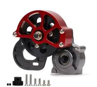 RC Cambio Cingolati Per Axial AX10 Per SCX10 SMT10 1/10 Cambio Completo In Metallo Con Cuscinetto Ingranaggio Motore Ingranaggio In Alluminio RC Crawler Car Part(Hollow-Titanium Red)