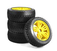 Rc Car Pneumatici Compatibile Con Kyosho MP10 4WD Per HSP Per Aton Per HONGNOR 4 Pezzi Ruote Di Aggiornamento Fuoristrada Per Pneumatici Per Buggy Ruota Con Esagono Da 17 Mm 1/8 RC Auto(Yellow)