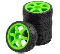 Rc Car Pneumatici Per TRX4 Per Redcat WRC Per KM C3 WR8 1/7 1/8 Pneumatici Cerchi Set 17mm Hex Per Rally RC Auto Parti Aggiornamento Modello Accessorio Modificato(Green)