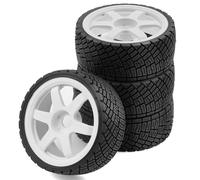 Rc Car Pneumatici Per TRX4 Per Redcat WRC Per KM C3 WR8 1/7 1/8 Pneumatici Cerchi Set 17mm Hex Per Rally RC Auto Parti Aggiornamento Modello Accessorio Modificato(White)