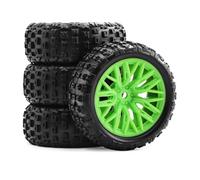 RC Car Pneumatico Ruota Compatibile Con Arrma 2S Per Typhon Per Grom 1/18 RC Car Upgrade Parts Accessori 4 Pezzi 67mm Pneumatico In Gomma Pneumatico Esagonale Da 12mm(Green)
