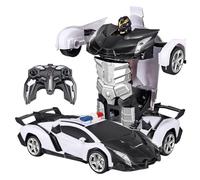 RC Car Robot, Rotating Transforming Wireless Control Cars Toys with Music, 6.3x5.31x7.48 Inches 2 in 1 Interactive Vehicle & Sturdy, Learning and Play for Kids Girls Boys Indoor Home School Backyard