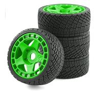 Rc Decora Accessori Per ARRMA Per Traxxas Per Redcat WR8 Per HSP 4 Pezzi 100mm 1/7 1/8 Per Rally Off-Road Per Buggy Pneumatici Cerchio 17mm Esagonale RC Car(Green)