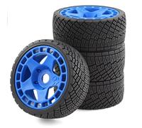 Rc Decora Accessori Per ARRMA Per Traxxas Per Redcat WR8 Per HSP 4 Pezzi 100mm 1/7 1/8 RC Per Rally Off-Road Per Buggy Pneumatici Cerchio 17mm Esagonale Auto(Blue)