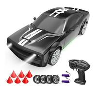 RC Drift Car 1:20 Macchina Telecomandata 2,4 GHz 4WD Auto Telecomandata 20 KM/H Auto da Corsa Telecomandata con fari da lavoro, 2 Batterie Ricaricabili,regalo per adulti e bambini (Nero)