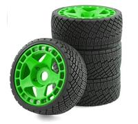 RC Modelli Parti Pneumatici Ruota In Gomma 4Pezzi 100mm 17mm Esagonale Per Losi Per Kyosho Per Hpi Wr8 Per Hsp 1/7-1/8 RC Auto Per Rally Off-Road Per Buggy Aggiornamenti Parti(Green)
