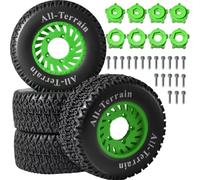 RC Modelli Parti Set Ruote Pneumatici In Gomma Metallo 110mm 12-17mm Esagonale Per Arrma Per Senton Per Trxs Per Slash 1/8-1/10 RC Car Off-Road Truck Aggiornamenti Parti(Green)