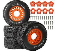 RC Modelli Parti Set Ruote Pneumatici In Gomma Metallo 110mm 12-17mm Esagonale Per Arrma Per Senton Per Trxs Per Slash 1/8-1/10 RC Car Off-Road Truck Aggiornamenti Parti(Orange)