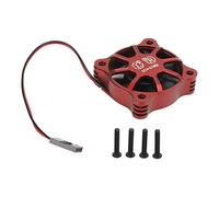 RC Motor Cooling Fan Aluminum Alloy High Speed Fast Heat Dissipation Cooling Fan with Metal Mesh Cover for 1/10 1/12 1/8 RC Car Truck Crawler Buggy (Rossa)