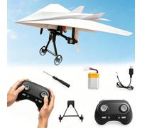 Rc Paper Airplane Kit with Gyro Stabilizer,Diy Electric Remote Control Plane with Dual Propellers,Lightweight Foldable Flying Stem Toy,for Kids Beginner Flyers and Backyard Park Beach，Dual Battery