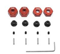 RC Parti Per Traxxas Per Slash 2WD 1/10 Mozzi Ruota Esagonali In Metallo Spilli E Dadi Bloccaggio Flangiati M4 Set Sostituire 1654 3654 RC Parti Aggiornamento(Red)