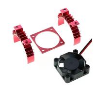Rc Parti Ricambio Per Tamiya Per TT02 1/10 Coperchio Dissipatore Motore Elettrico + Ventola Raffreddamento Accessori L'aggiornamento Dell'auto Con Telecomando(Red)