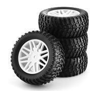 RC Pneumatici Auto Per HSP 15502 94107 94170 94155 94177 1/10 4 Pezzi Ruota Di Plastica Pneumatico Gomma Universale RC Auto Modello Camion Breve Corso Accessorio(White)