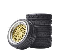 RC Pneumatici Auto Per Tamiya Per Wltoys Per HPI Per Traxxas Per Kyosho Per Racing 1/10 4PCS Duro Drift Tire Ruote 12mm HEX Per Scala RC On Road Touring Car(Yellow)