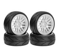 RC Pneumatici Auto Per Traxxas Per HSP Per Tamiya Per HPI Per Kyosho 10 Pezzi Ruote Pneumatici Drift Set 12mm Hex Gomma Universale Su Per Strada Drifting Cars RC(White)