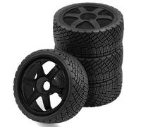 RC Pneumatici Auto Per TRX4 Per Redcat WRC Per KM C3 WR8 1/7 1/8 Pneumatici Cerchi Set 17mm Hex Per Rally RC Auto Parti Aggiornamento Modello Accessorio Modificato(Black)