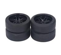 RC Rally Racing Tires, RC 1/10 Scale On Road Tires, Rubber & Wheel Rims 12mm Hex Compatible with TT01 TT02 XV01 94122 1/10 RC On Road Racing Car (Black)