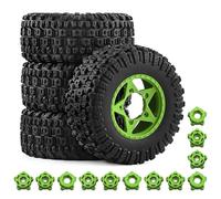 RC Riparazioni Modelli Per Arrma Per Senton Per Traxxas Per Slash 2WD 4X4 Per VXL Per Axial SCT10 L 1/10 Pneumatici Percorsi Brevi Ruote Con 3 Adattatori 12/14/17mm Esagonali(Style 7 green)