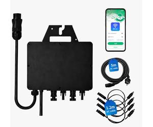 RC RockCore - Micro inverter da 800 W, con cavo DC e AC, controllo app tramite Wi-Fi, convertitore MPPT micro alimentazione di rete, ingresso 26-60 V DC, IP67, nero, 0% IVA