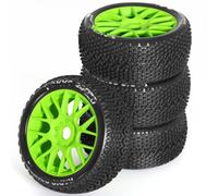 RC Ruote Gomma Compatibile Con ARRMA Per Typhon Per Talion Per Traxxas Per Redcat Per Team VRX 1/8 Ricambi Per Auto Fuoristrada RC 4 Cerchi Da 110 Mm Con Esagono Da 17 Mm(Green)