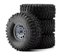 RC Ruote Gomma Per Axial Per SCX10 Per MJX H8H 1/8 1/10, 4 Pezzi 2,2" Clip In Metallo Per Mozzi Pneumatici RC Per Auto Da Arrampicata Set Di Accessori Per L'aggiornamento(Titanium color)