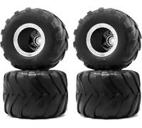 RC Ruote Gomma Per SCX24 Per C10 Per Catenaccio Per Gladiator Per Bronco 1/24 Crawler Accessori Auto 1.0 RC Per Per Monster Truck Wheel Rim Pneumatici Set Per(Silver)