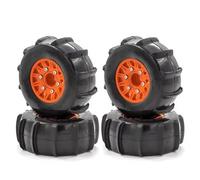 RC Ruote Gomma Per Traxx Per Slash Per Huanqi 727 Per E-revo Per 1:8 1:10 116mm Pneumatico Rc Auto Breve Carta Sabbia Pneumatici Aggiornamento Pneumatico Adattatore 12/14/17mm(Orange)