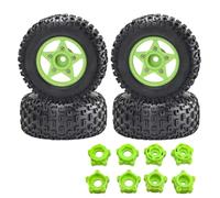 RC Ruote Gomma Per Traxxas Per Slash Per Arrma Per Senton Per Vkar Per SCTX10 Per HPI 1/8 1/10 4 Pneumatici Camion Per Corsa Corta 109Mm Con Esagono Ruota 12 14 17 Mm Auto RC(Green)