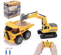 RC, set di escavatori e autocarri ribaltabili, scala 1:24, 11 canali, 2,4 GHz, batterie incluse