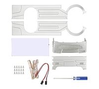 RC Wide Body Kit Large Surrounding Cover LED Light Modification Kits WPL D12 RC Truck Silver for Enthusiasts (Green)