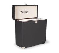 RC32 - Custodia per dischi in vinile, elegante e resistente, con morbida fodera in flanella, contiene 30-35 dischi, chiusura in metallo, cerniera e maniglia.