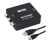 RCA to HDMI Adattatore, AV a HDMI Convertitore 1080p Mini Composito CVBS Video Audio Aumento Della Risoluzione, Miglioramento Del Colore per TV/STB/VHS/VCR/DVD/WII/Blue-Ray con Cavo Alimentazione USB