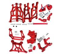 Rcarmumb Aggiornamenti parte per Traxxas Rustler VXL 2wd 1/10, blocco ruota in lega, blocchi sterzo, supporti per asse a scossa, braccio sospeso, manovella, torre di scossa, paratia, rosso