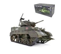 RCARTOYRTR Carro armato RC, 1:16 2.4G RC US M5A1 Stauart Light Tank Model, Simulazione Veicolo Militare con Luci & Suoni & Effetti Fumo, Rotazione della Torretta 350 ° e Giocattoli per RC Hobbyist